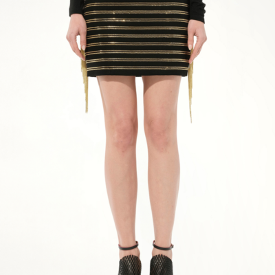 Balmain Chain Embellished Skirt Black / 36