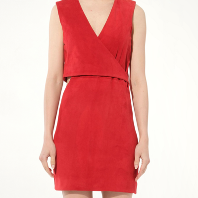 Balmain Leather Dress in Red / 38