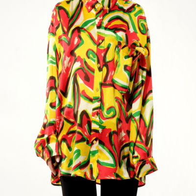 Balenciaga Scarf Flower Shirt in Red / 34
