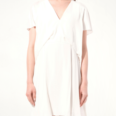 Balenciaga Breezy Romantic Short Sleeve Dress in White / 38