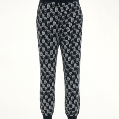 We11done Monogram Knit Jacquard Trouser in Black / Xs