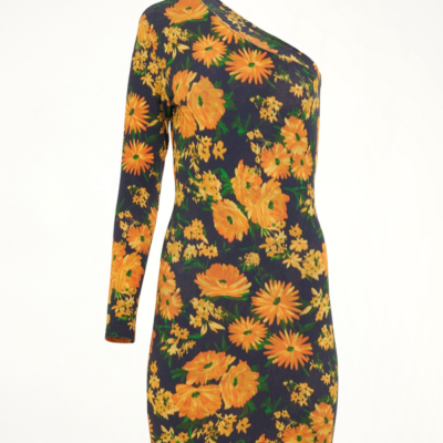 Balenciaga Asymmetric Mini Dress in Yellow/navy Yellow / Xs