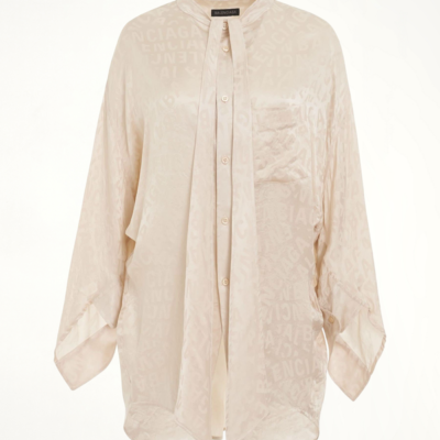 Balenciaga Twisted Swing Blouse in Dusty Ivory White / 40