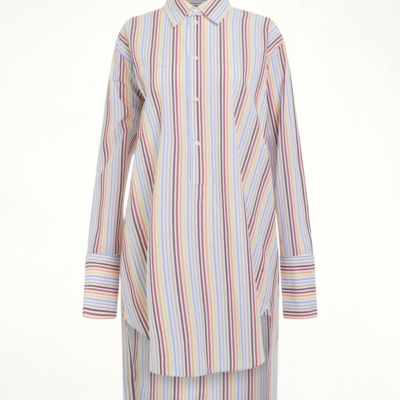 Loewe Stripe Deconstructed Silk Shirt Dress in Yellow/blue/orange Yellow / 34