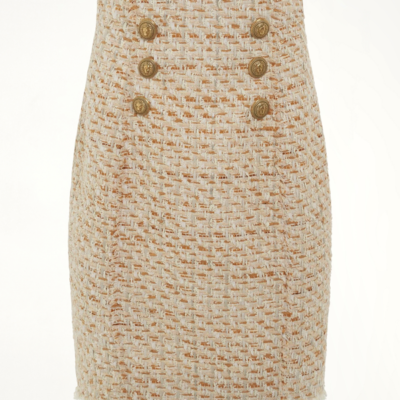 Balmain High Waisted 6 Button Tweed Short Skirt