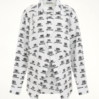Balenciaga Hand Drawn Bb Icon Swing Shirt in White/black White / 36