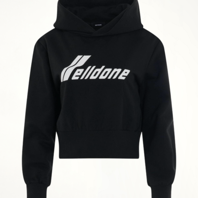 We11Done Lettering Symbol Crop Hoodie
