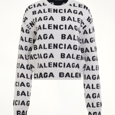 Balenciaga Allover Logo Horizontal Cropped Sweater