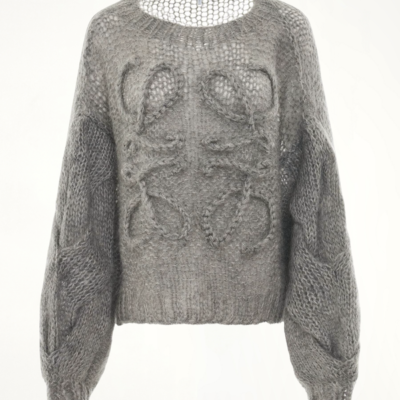 Loewe Anagram Mohair Sweater in Grey Melange / Xs