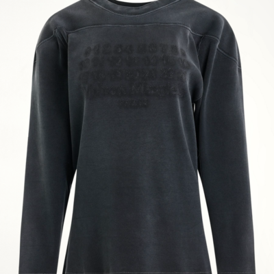 Maison Margiela Rib Cotton Logo Sweatshirt in Black / Xs