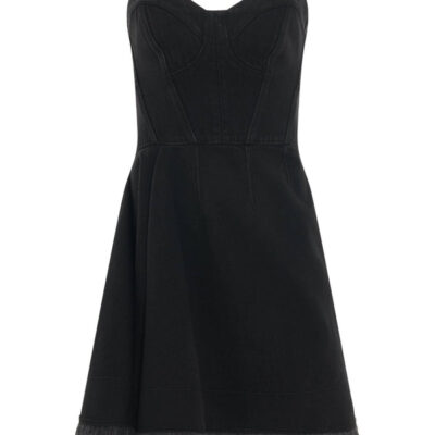 Alexander Mcqueen Mini Bustier Denim Dress in Black / 38
