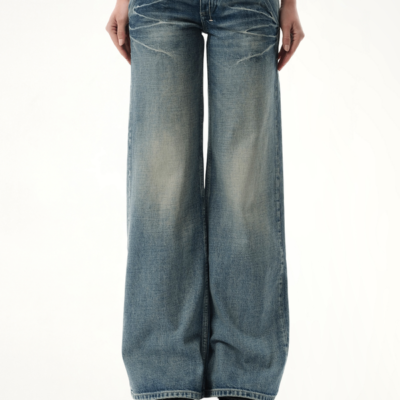 Fax Copy Express 888 Low-rise Oversized Jeans in Light Blue / S