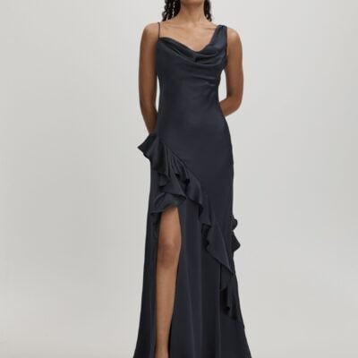 Amur Charmeuse Cowl Neck Maxi Dress