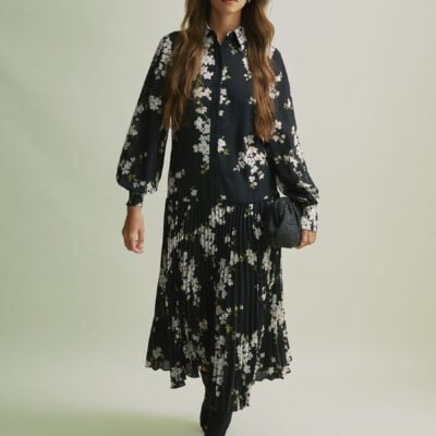 Florere Dropped Waist Shirt Midi Dress