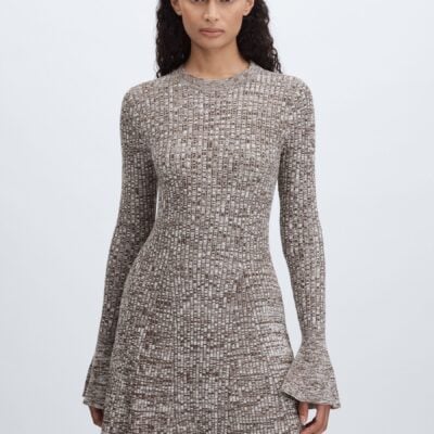 Anna Quan Mélange-Knit Mini 100% Cotton Dress