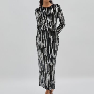 ILTA Sequinned and Beaded Halter-Neck Dress