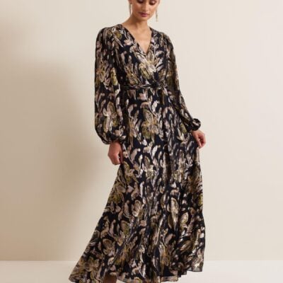 Phase Eight Black Ellio Silk Shimmer Maxi Dress