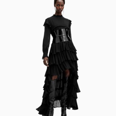 AllSaints Black Cavarly Ls Maxi Dress