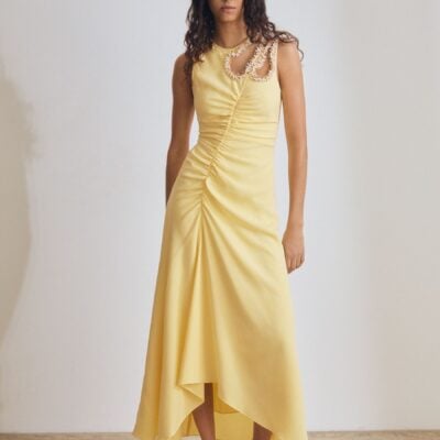 Reiss Yellow Elizabeth Atelier Embellished Shoulder Maxi Dress