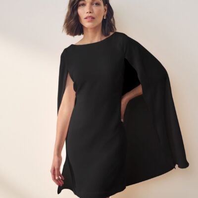 Lauren Ralph Lauren Black Cape Georgette Mini Dress