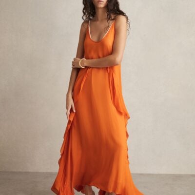 Reiss Orange Eden Ruffle Detail Maxi Dress