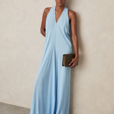 Reiss Blue Delia Jersey Maxi Dress