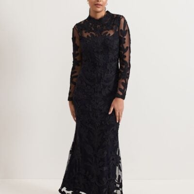 Phase Eight Blue Petite Geneve Tapework Maxi Dress