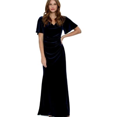 Gina Bacconi Blue Minka Velvet Maxi Dress With Cowl Neck