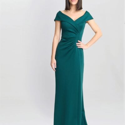 Gina Bacconi Green Carolyn Off The Shoulder Maxi Dress
