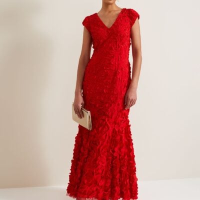 Phase Eight Red Charlene Ruffle Maxi Dress