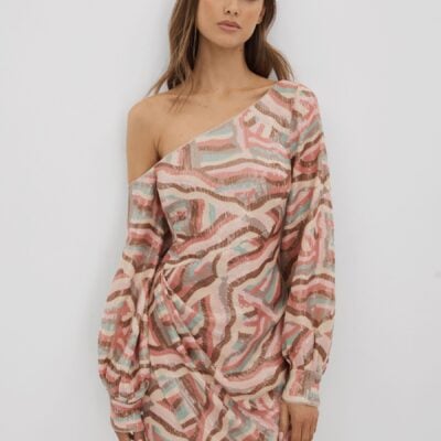 Halston Off-The-Shoulder Sequin Mini Dress