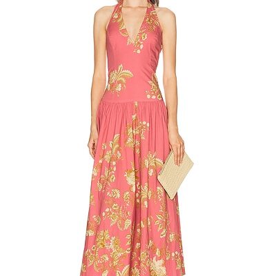 HEMANT AND NANDITA Dani Halter Neck Maxi Dress