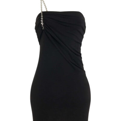 Givenchy Shiny Crepe Jersey Mini Dress in Black / 36