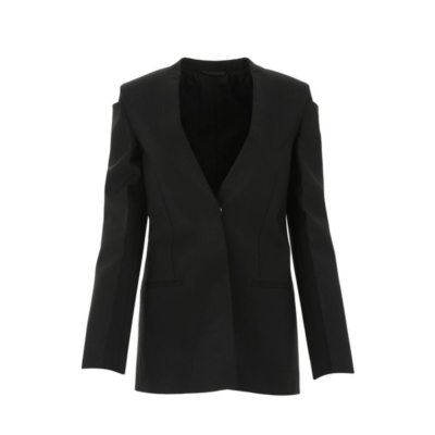 Givenchy Collarless Blazer Jacket in Wool and Mohair Black / 36