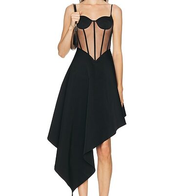 David Koma Bustier Top Detail Asymmetric Skirt Midi Dress