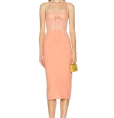 David Koma Fabric Contrast Pencil Skirt Midi Dress