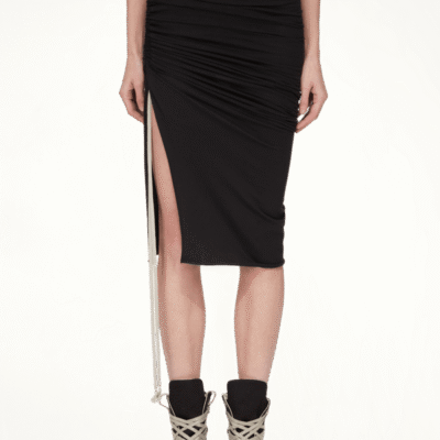 Rick Owens Drkshdw Soft Edfu Knee Skirt in Black / Xs