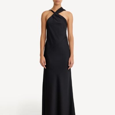 Significant Other Black Lucile Draped Maxi Dress