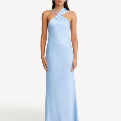 Significant Other Aqua Blue Lucile Draped Maxi Dress