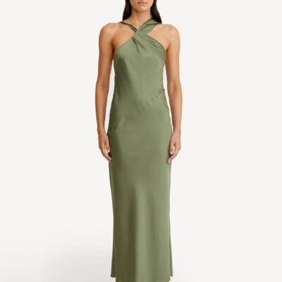 Significant Other Dark Green Lucile Draped Maxi Dress