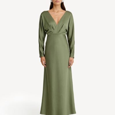 Significant Other Dark Sage Green Lucile Long Sleeve Maxi Dress