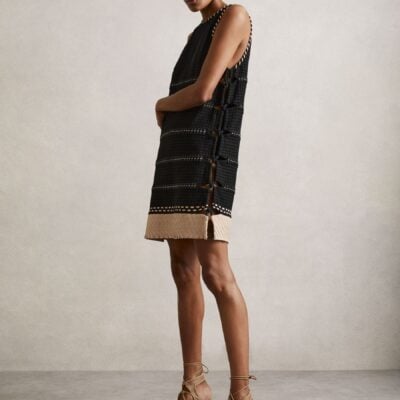 Reiss Black Lawrence Atelier Whipstitch Mini Dress