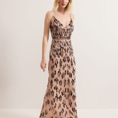 Phase Eight Brown Vienna Beaded Dress
