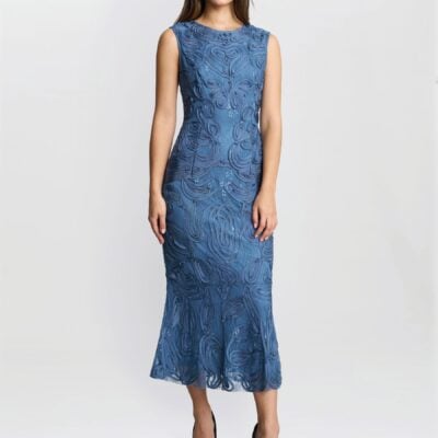 Gina Bacconi Blue Roxanne Corded Dress