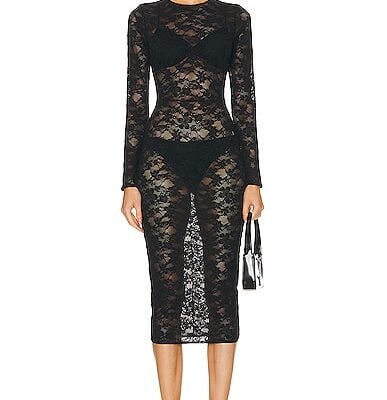 fleur du mal Le Stretch Multifit Lace Long Sleeve Dress