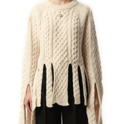 Coperni Shredded Knit Sweater in Beige / Xs