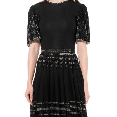 Alexander Mcqueen Knit Jacquard Dress in Black/white Black / Xs