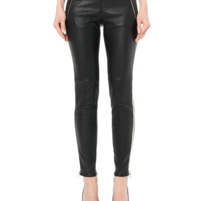 Alexander Mcqueen Leather Leggings in Black / 36