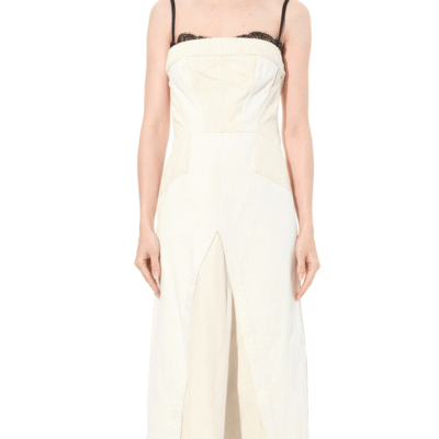 Alexander Mcqueen Denim Bust MIDI Dress in Ecru White / It 40