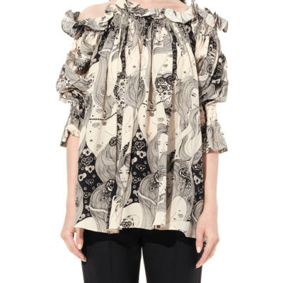 Alexander Mcqueen Off Shld Eve Top in Ivory White / It 42